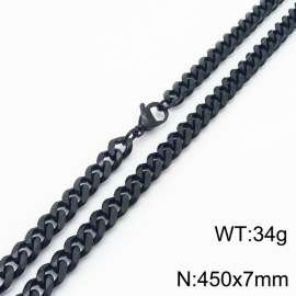 7mm 45cm stylish and minimalist stainless steel black Cuban chain necklace