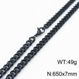 7mm 65cm stylish and minimalist stainless steel black Cuban chain necklace