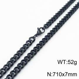 7mm 71cm stylish and minimalist stainless steel black Cuban chain necklace