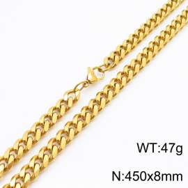 8mm 45cm stylish and minimalist stainless steel gold Cuban chain necklace