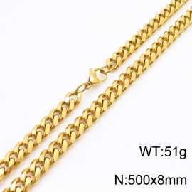 8mm 50cm stylish and minimalist stainless steel gold Cuban chain necklace