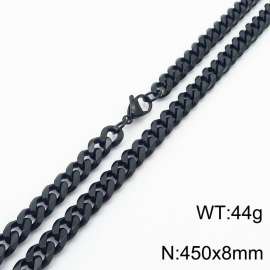 8mm 45cm stylish and minimalist stainless steel black Cuban chain necklace