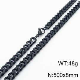 8mm 50cm stylish and minimalist stainless steel black Cuban chain necklace