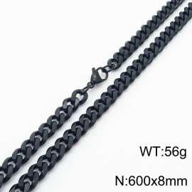 8mm 60cm stylish and minimalist stainless steel black Cuban chain necklace