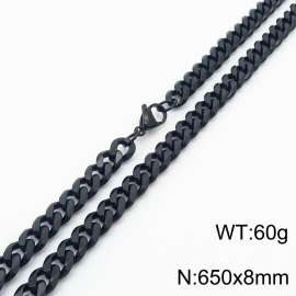 8mm 65cm stylish and minimalist stainless steel black Cuban chain necklace