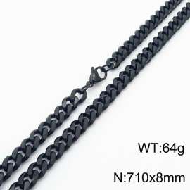 8mm 71cm stylish and minimalist stainless steel black Cuban chain necklace