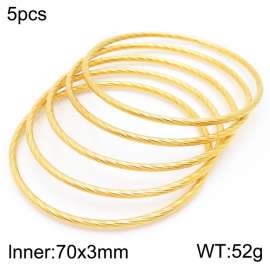 European and American fashionable stainless steel line five-layer large single loop charm gold bangle