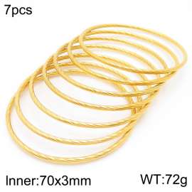 European and American fashionable stainless steel line seven-layer large single loop charm gold bangle