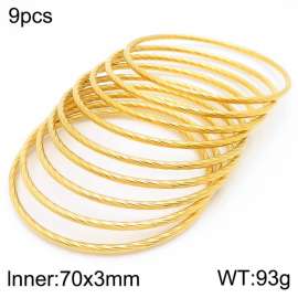 European and American fashionable stainless steel line nine-layer large single loop charm gold bangle
