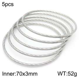 European and American fashionable stainless steel line five-layer large single loop charm silver bangle