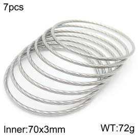 European and American fashionable stainless steel line seven-layer large single loop charm silver bangle