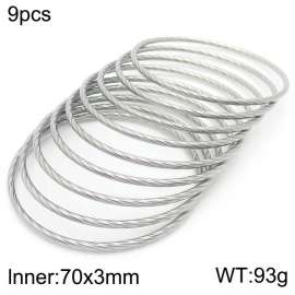 European and American fashionable stainless steel line nine-layer large single loop charm silver bangle