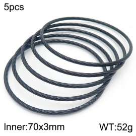 European and American fashionable stainless steel line five-layer large single loop charm black bangle