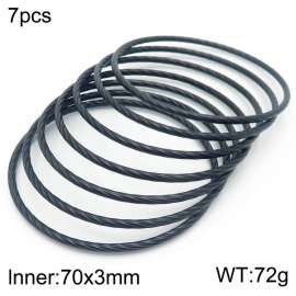 European and American fashionable stainless steel line seven-layer large single loop charm black bangle