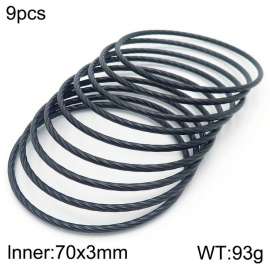 European and American fashionable stainless steel line nine-layer large single loop charm black bangle