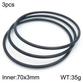 Wholesale 70x3mm Black Plated 3 Bangles Set Jewelry Stainless Steel Single Circle Bangles