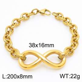 Trendy titanium steel O-shaped infinite 8-shaped gold bracelet