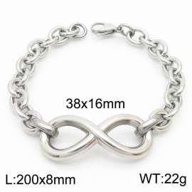 Trendy titanium steel O-shaped infinite 8-shaped steel color bracelet
