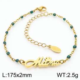 Fashionable titanium steel deep green Bohemian gold bracelet
