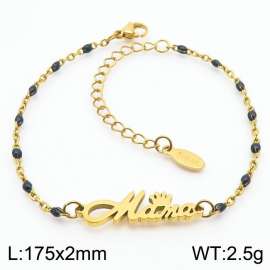 Fashionable titanium steel black Bohemian gold bracelet