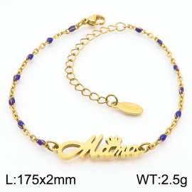 Fashionable titanium steel purple Bohemian gold bracelet