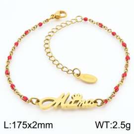Fashionable titanium steel red Bohemian gold bracelet