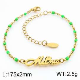 Fashionable titanium steel green Bohemian gold bracelet