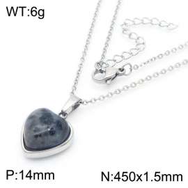 Inlaid Love Ink Stone Pendant Steel Stainless Steel Necklace