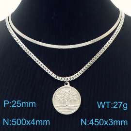 Tree of Life Pendant Double layered Steel Stainless Steel Necklace