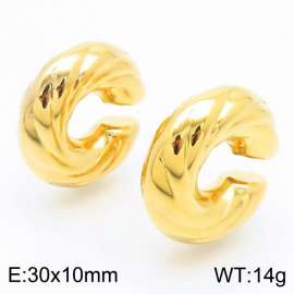 Fashionable and personalized stainless steel wrinkled C-shaped women's charming gold earrings
