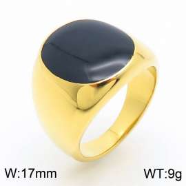 Fashionable and Personalized Stainless Steel Smooth Drip Glue Round Charming Gold Ring
