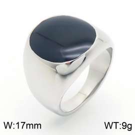 Fashionable and Personalized Stainless Steel Smooth Drop Glue Round Charming Silver Ring