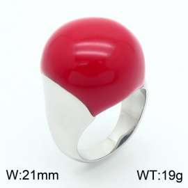 European and American fashion high-end circular red resin exaggerated personality silver ring