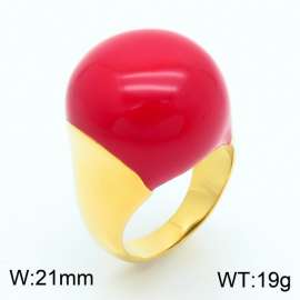 European and American fashion high-end circular red resin exaggerated personality gold ring