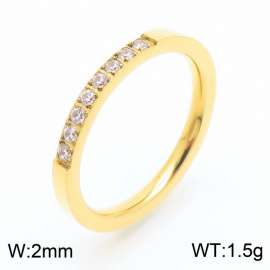 Fashionable and personalized stainless steel diamond inlaid women's temperament gold ring