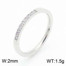 Fashionable and personalized stainless steel diamond inlaid women's temperament silver ring