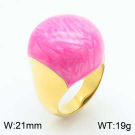 European and American fashion high-end circular pink  resin exaggerated personality gold ring