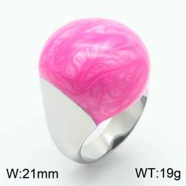 European and American fashion high-end circular pink  resin exaggerated personality silver ring