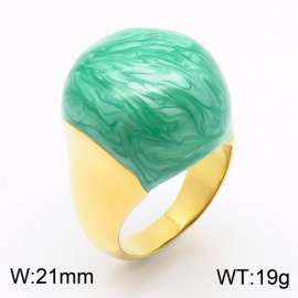 European and American fashion high-end circular light green resin exaggerated personality gold ring
