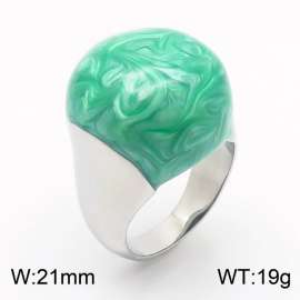 European and American fashion high-end circular light green resin exaggerated personality silver ring