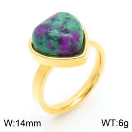 Love Green Stone Ring Set Gold Stainless Steel Ring