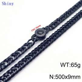 9mm50cm Vintage Men's Personalized Polished Whip Chain CNC Buckle Bracelet Necklace Set of Two