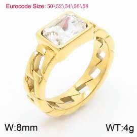 Stainless Steel White Stone Charm Rings Gold Color