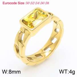 Stainless Steel Yellow Stone Charm Rings Gold Color