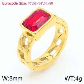 Stainless Steel Red Stone Charm Rings Gold Color