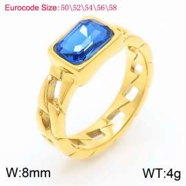 Stainless Steel Blue Stone Charm Rings Gold Color