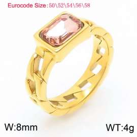 Stainless Steel Champagne Stone Charm Rings Gold Color