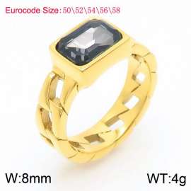 Stainless Steel grey Stone Charm Rings Gold Color