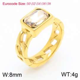 Stainless Steel Stone Charm Rings Gold Color