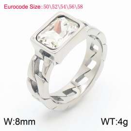 Stainless Steel White Stone Charm Rings Silver Color